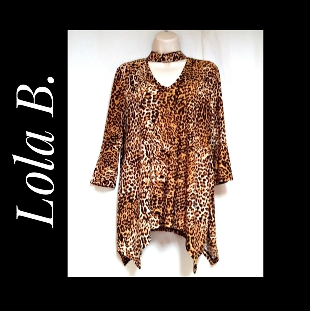 Lola B. Animal Print Sharkbite Top Size Med NWT's